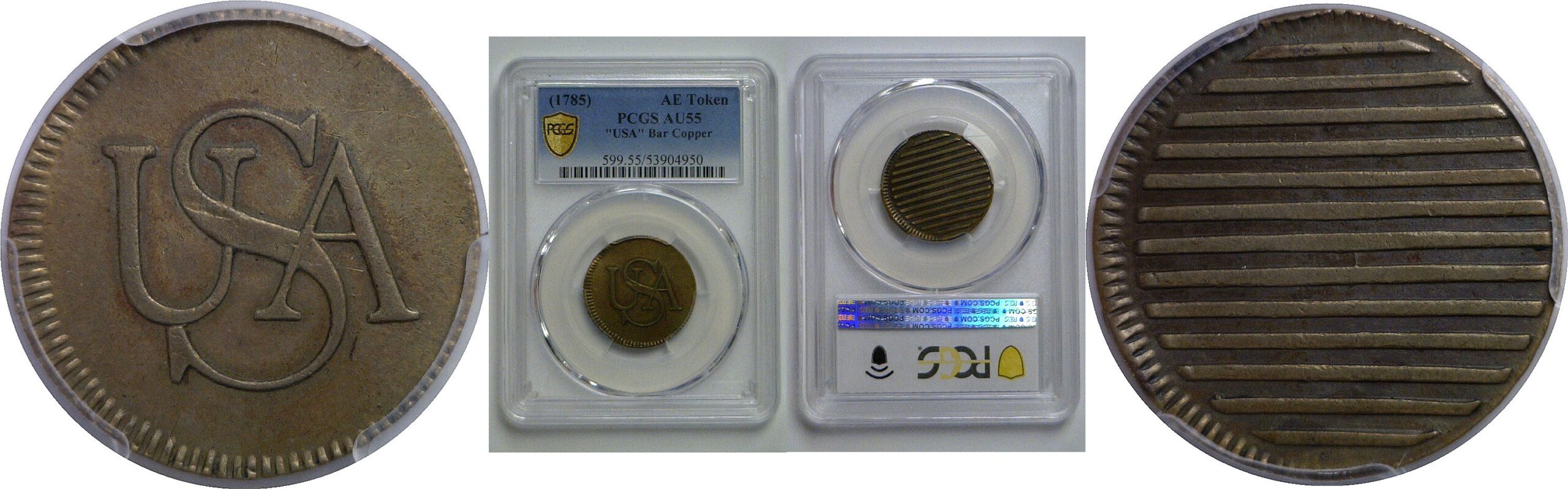 (1785) Bar Cent   PCGS AU-55
