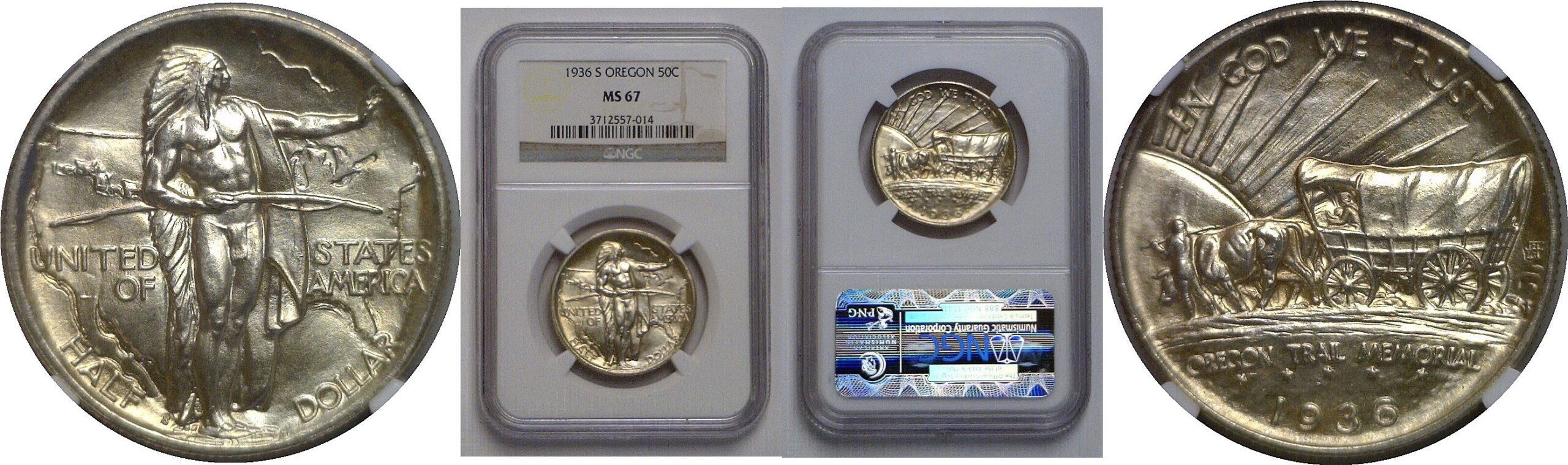 1936-S Oregon Trail Comemmorative Half Dollar   NGC MS-67