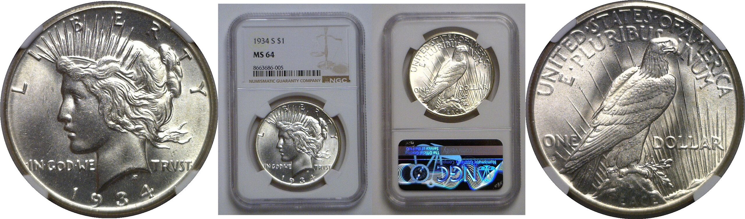 1934-S Peace Dollar   NGC MS-64