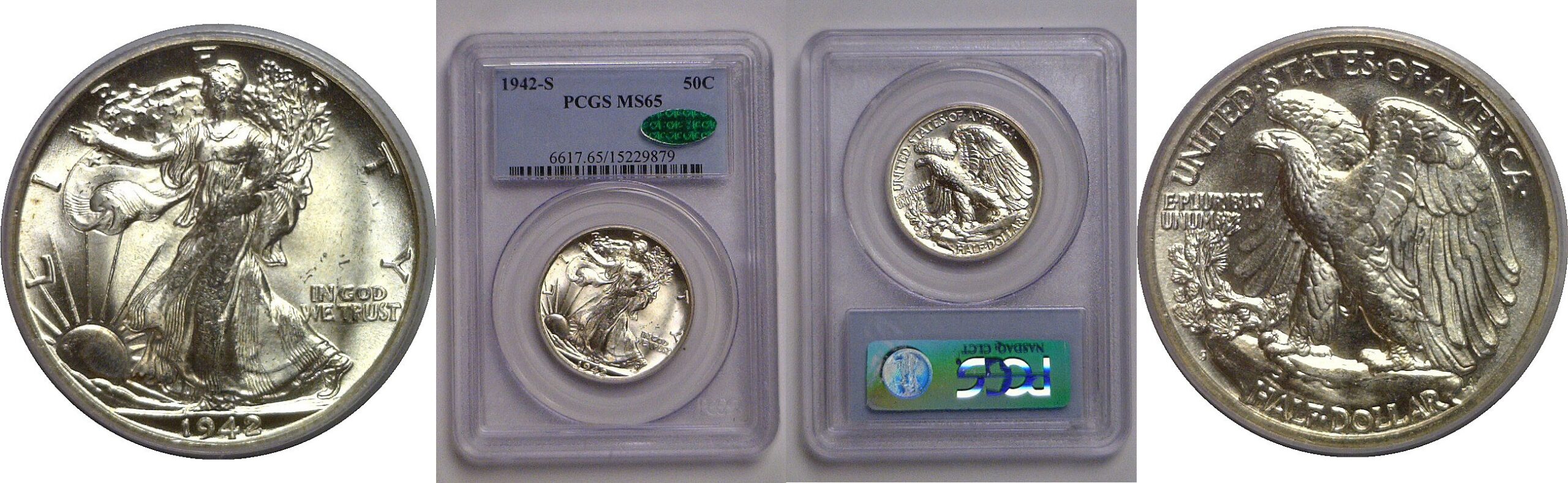 1942-S Walking Liberty Half Dollar   PCGS MS-65  CAC