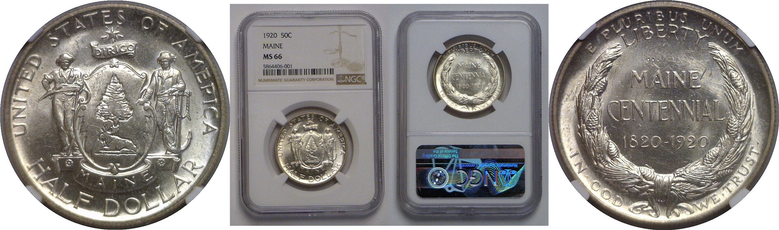1920 Maine Commemorative Half Dollar   NGC MS-66