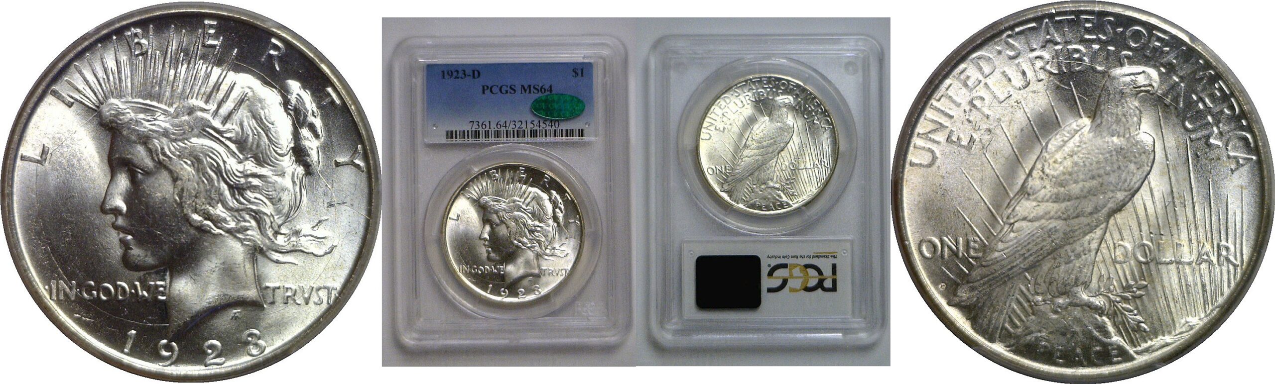 1923-D Peace Dollar   PCGS MS-64 CAC
