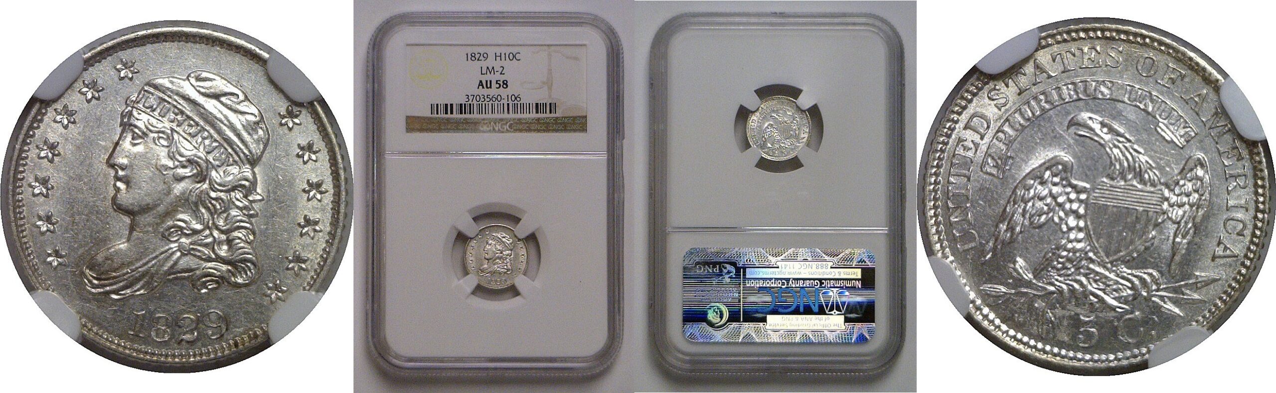 1829 Bust Half Dime   NGC AU-58