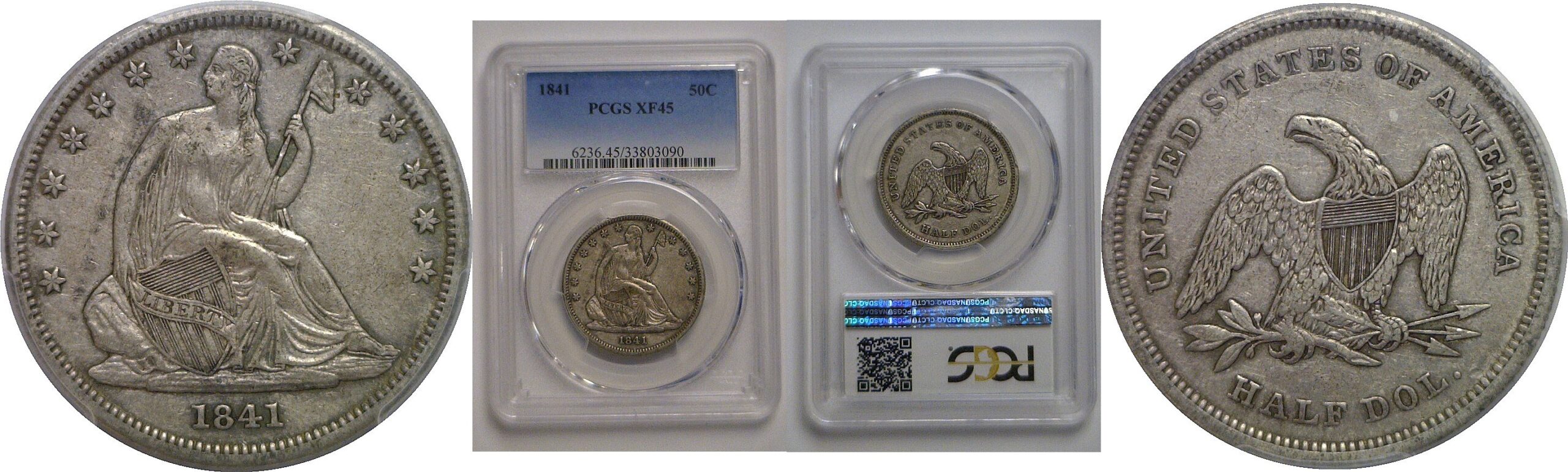1841 Seated Liberty Half Dollar   PCGS XF-45