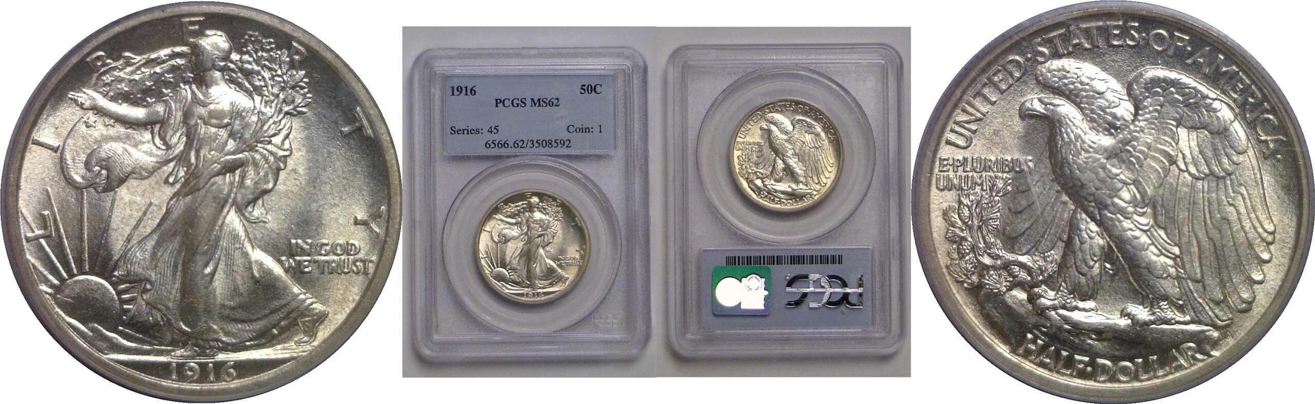1916 Walking Liberty Half Dollar   PCGS MS-62