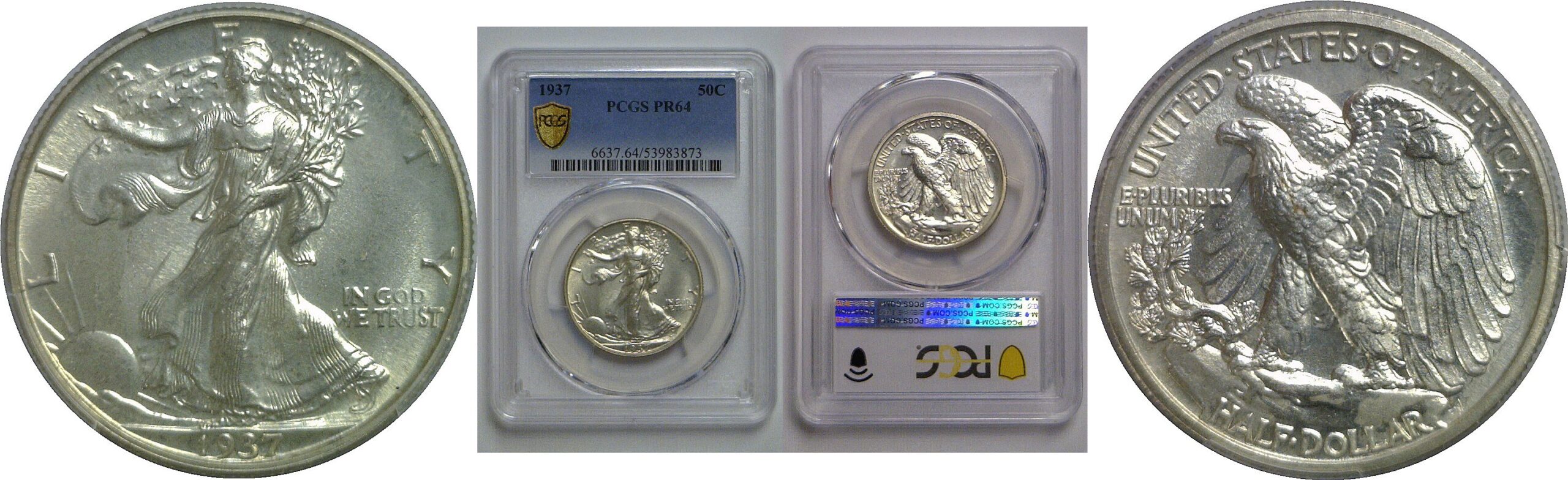 1937 Walking Liberty Half Dollar   PCGS PR-64
