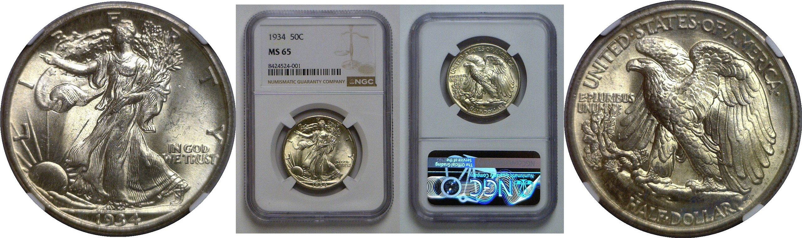 1934 Walking Liberty Half Dollar   NGC MS-65