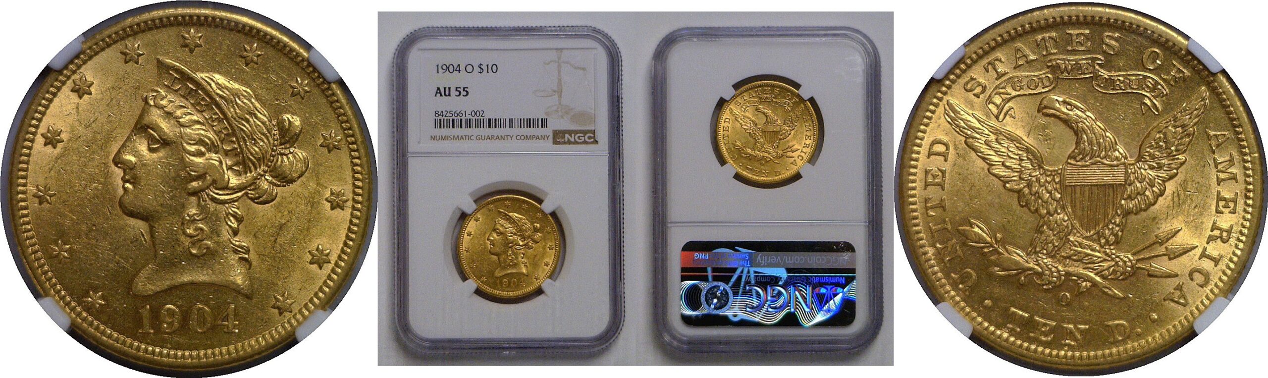 1904-O $10 Liberty   NGC AU-55