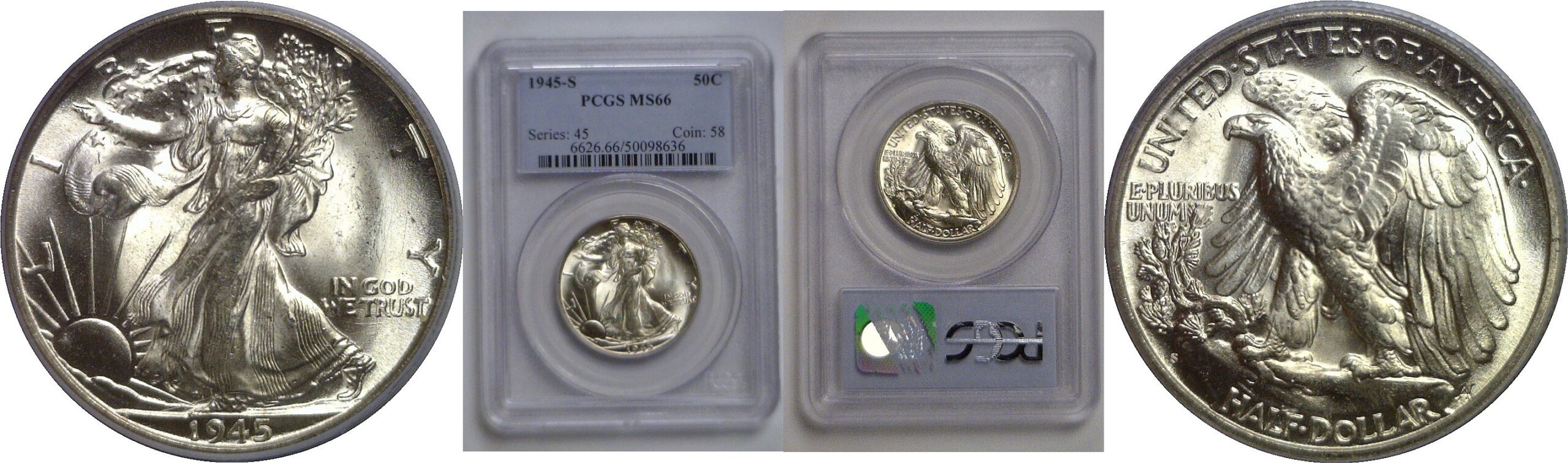 1945-S Walking Liberty Half Dollar   PCGS MS-66