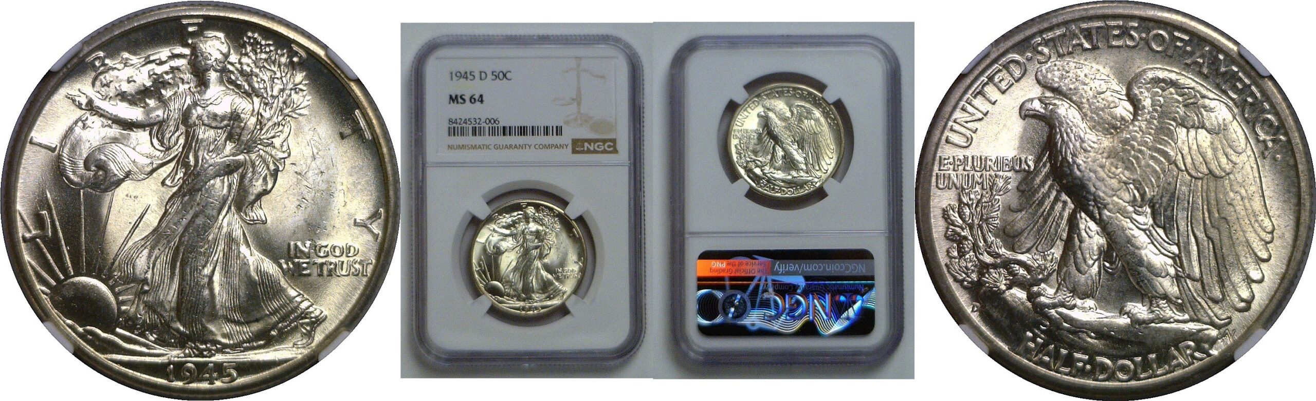 1945-D Walking Liberty Half Dollar   NGC M-64