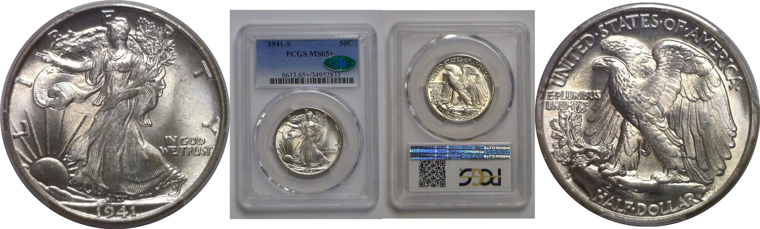 1941-S Walking Liberty Half Dollar   PCGS MS-65+ CAC