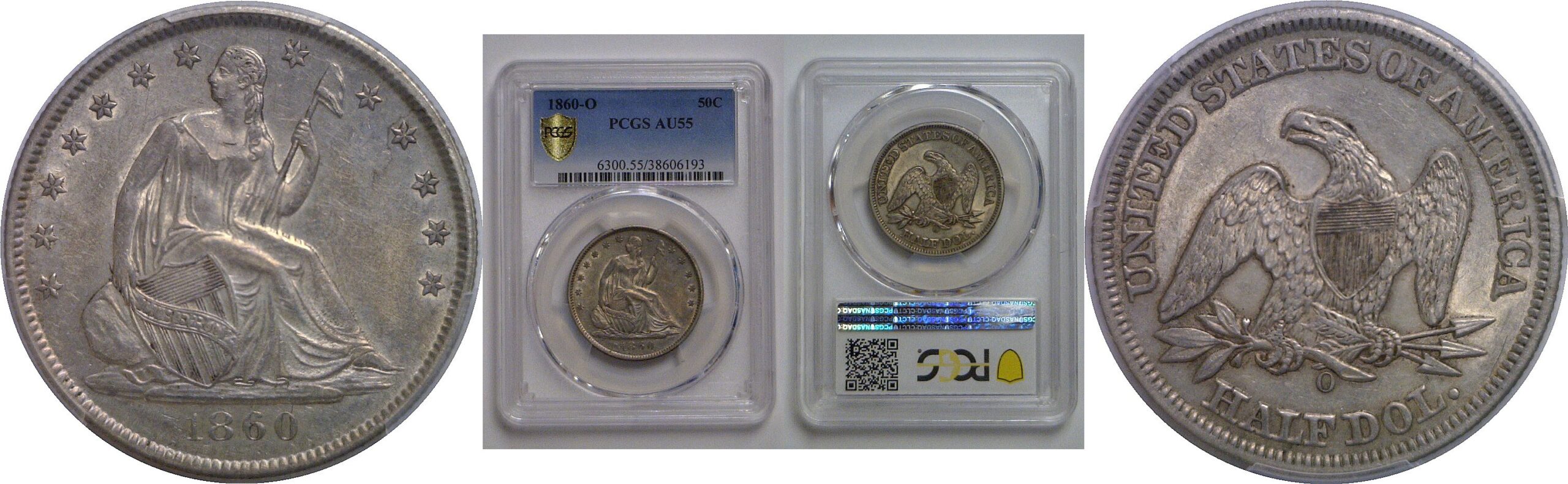 1860-O Seated Liberty Half Dollar   PCGS AU-55