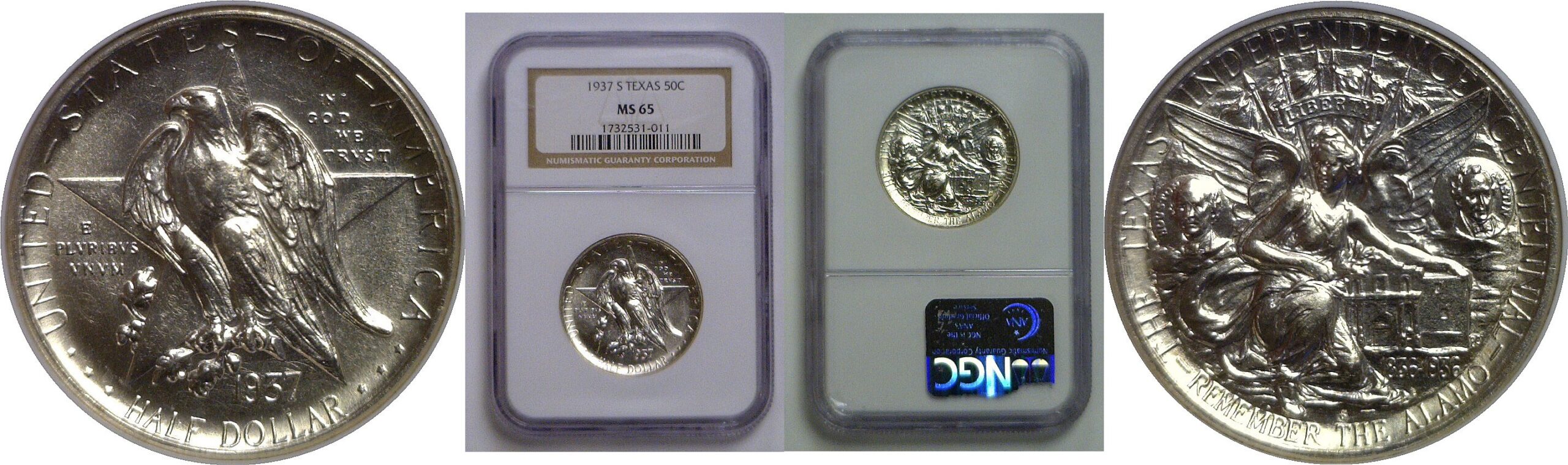 1937-S Texas Commemorative Half Dollar   NGC MS-65