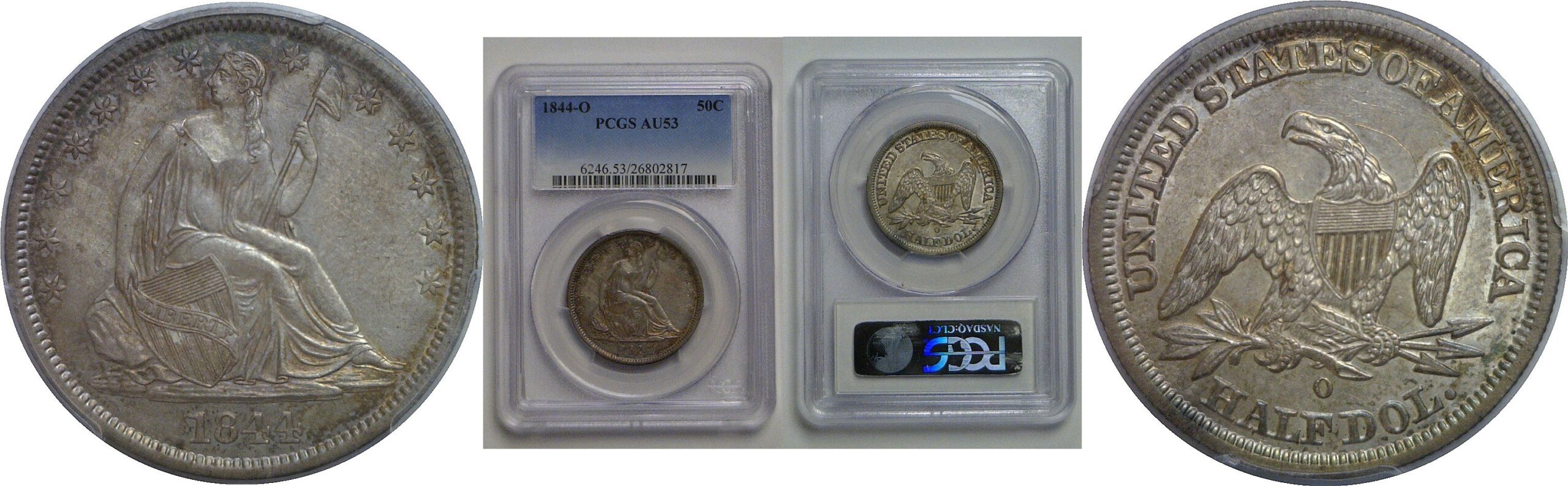 1844-O Seated Liberty Half Dollar   PCGS AU-53