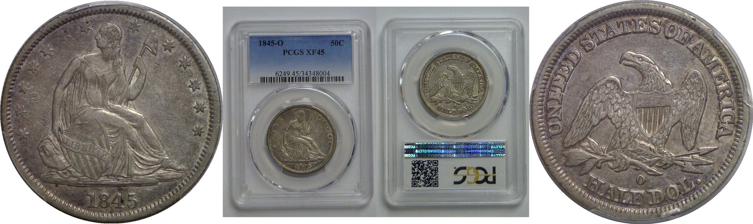 1845-O Seated Liberty Half Dollar   PCGS XF-45