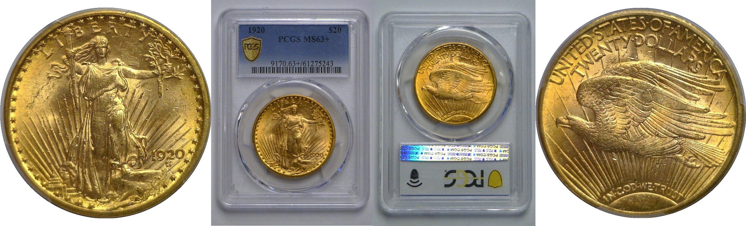 1920 $20 St. Gaudens   PCGS MS-63+