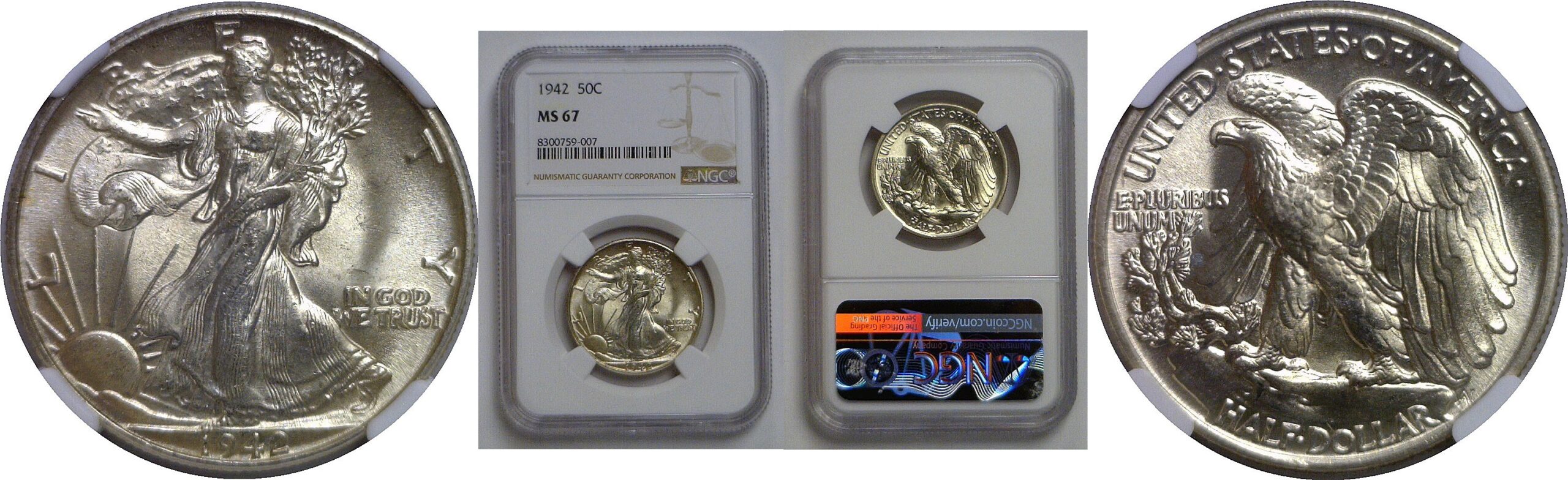 1942 Walking Liberty Half Dollar   NGC MS-67