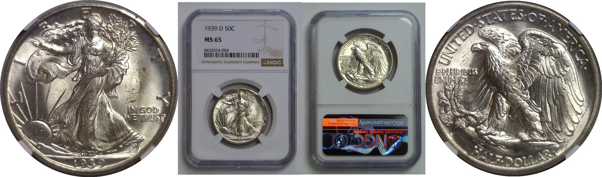 1939-D Walking Liberty Half Dollar   NGC MS-65
