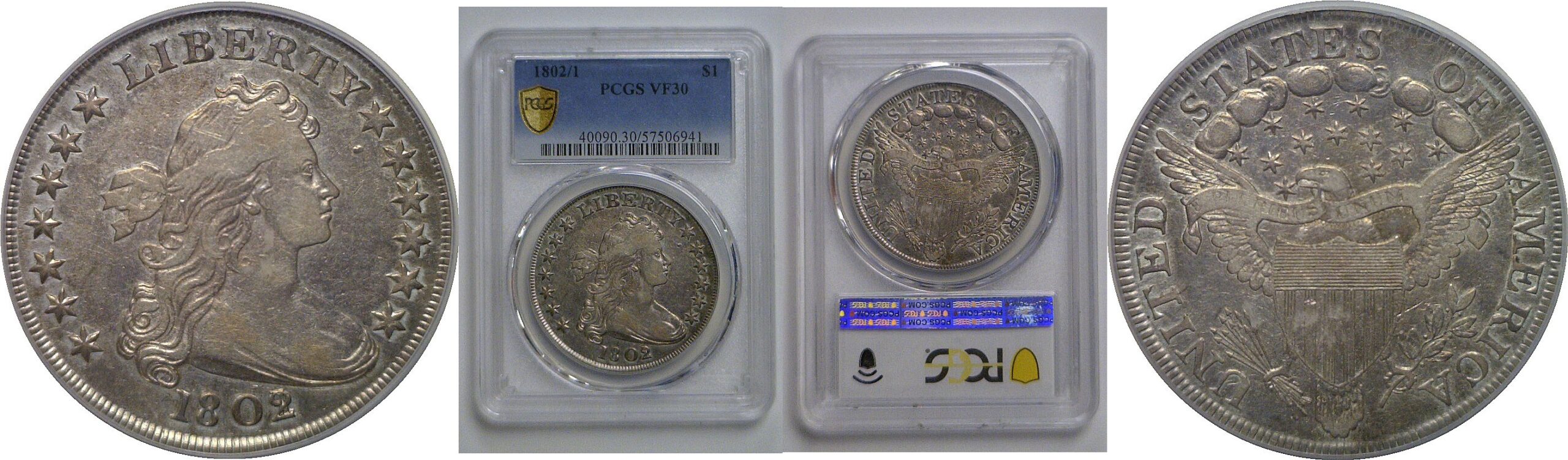 1802/1 Bust Dollar   PCGS VF-30