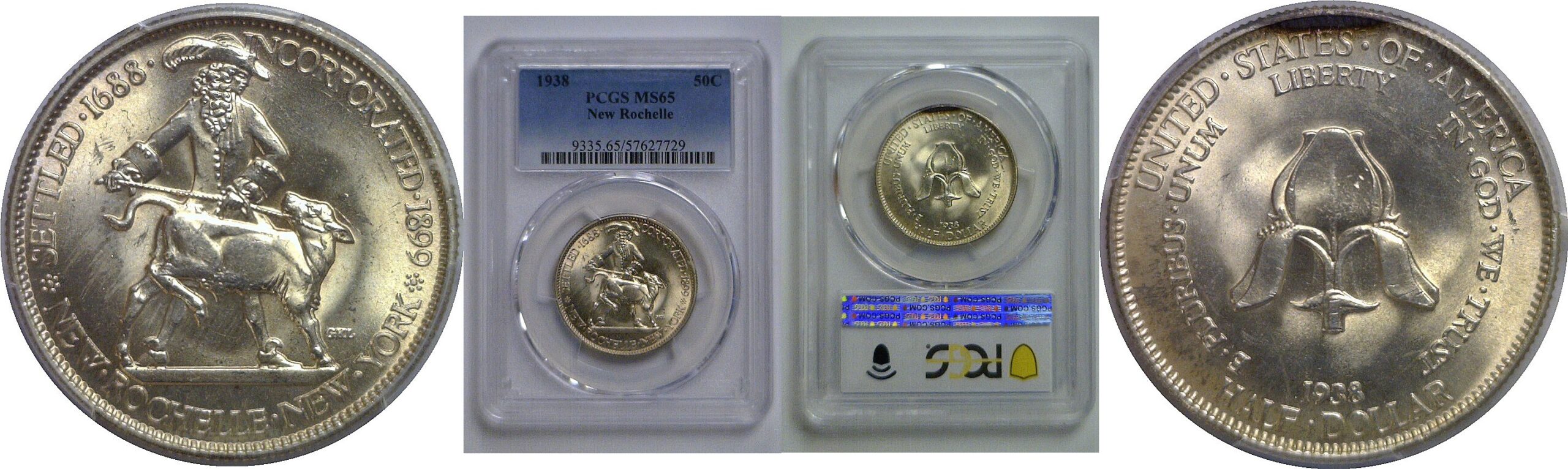 1938 New Rochelle Commemorative Half Dollar   PCGS MS-65