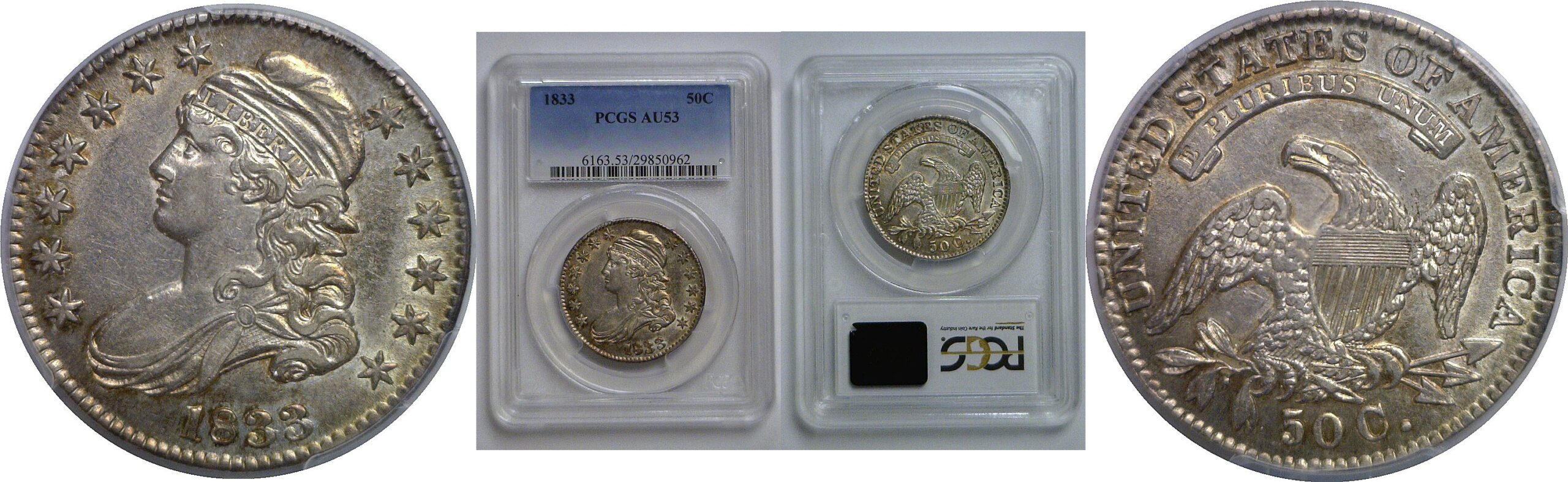 1833 Bust Half Dollar   PCGS AU-53