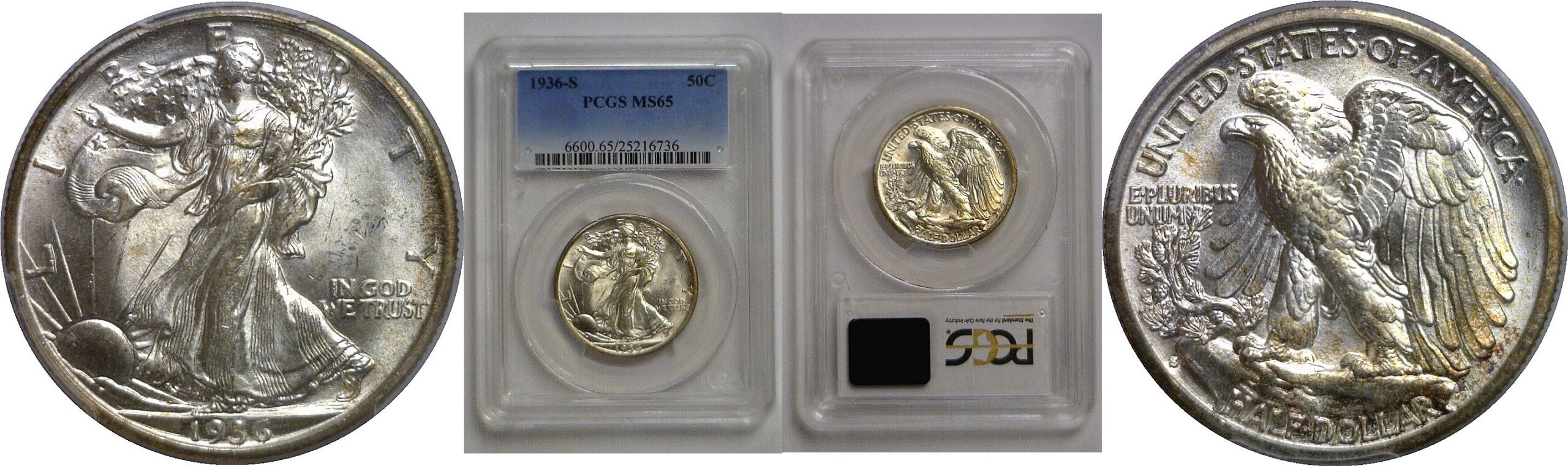 1936-S Walking Liberty Half Dollar   PCGS MS-65