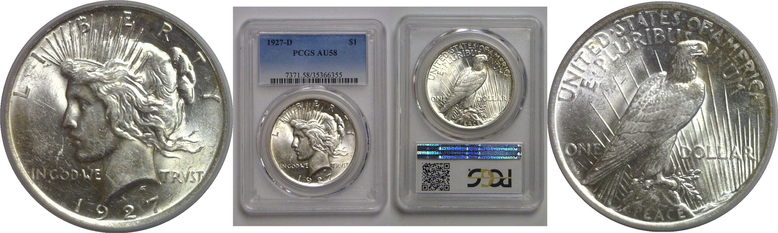 1927-D Peace Dollar   PCGS AU-58