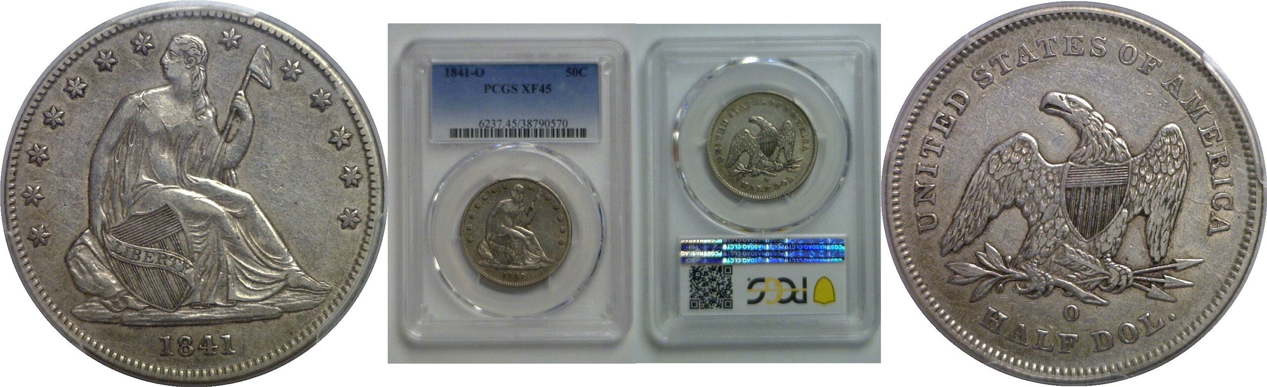 1841-O Seated Liberty Half Dollar   PCGS XF-45