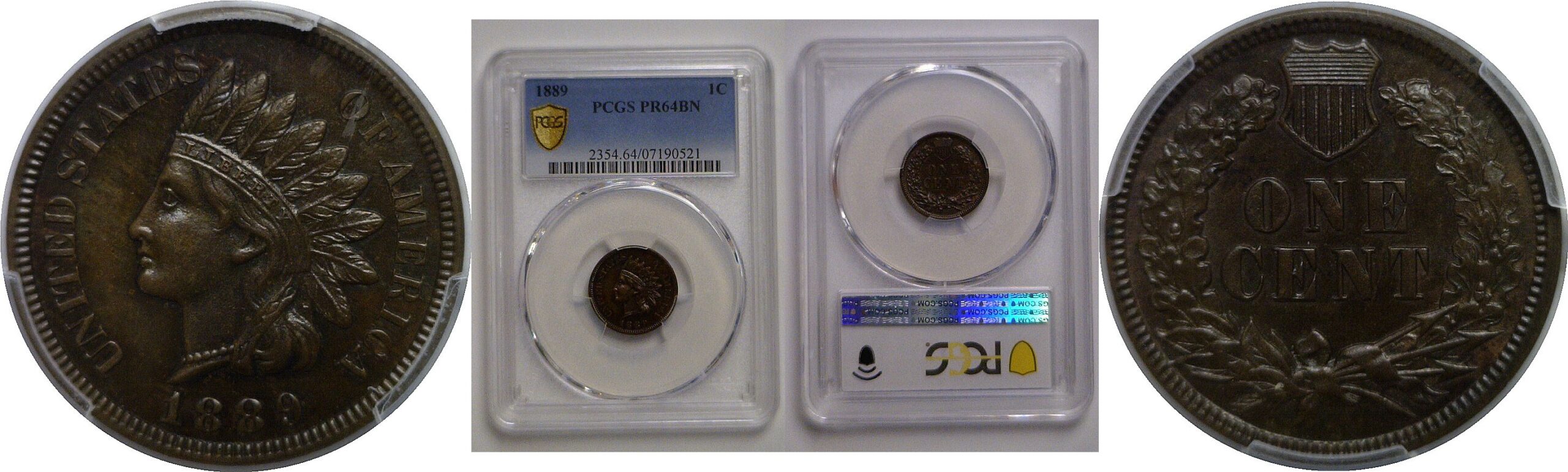 1889 Indian Head Cent   PCGS PR-64 BN