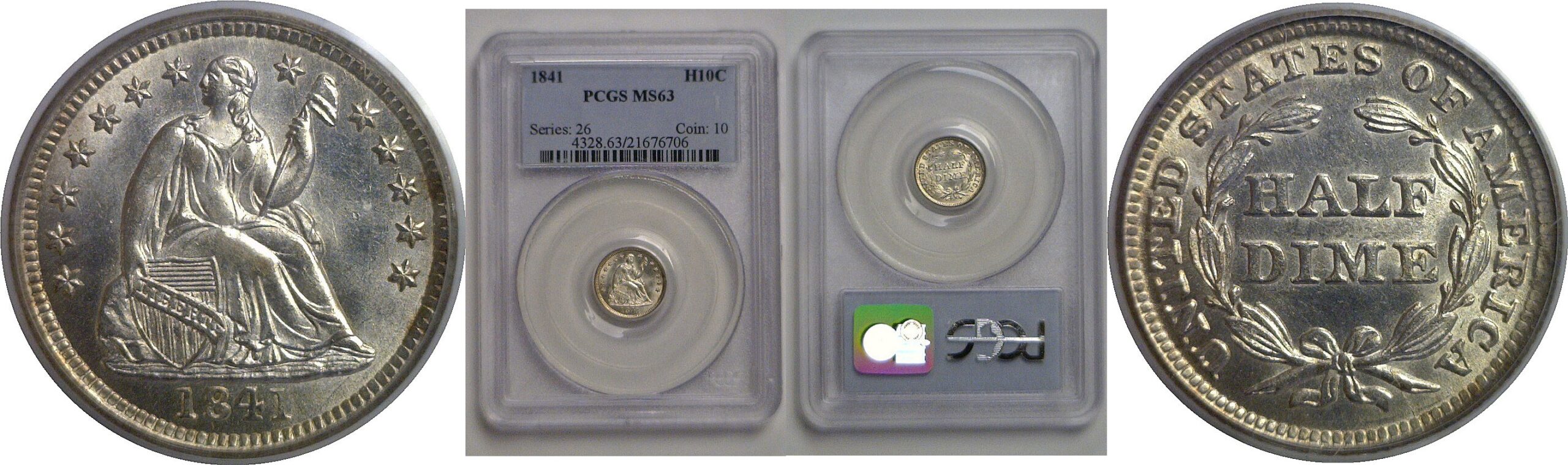 1841 Seated Liberty Half Dime   PCGS MS-63