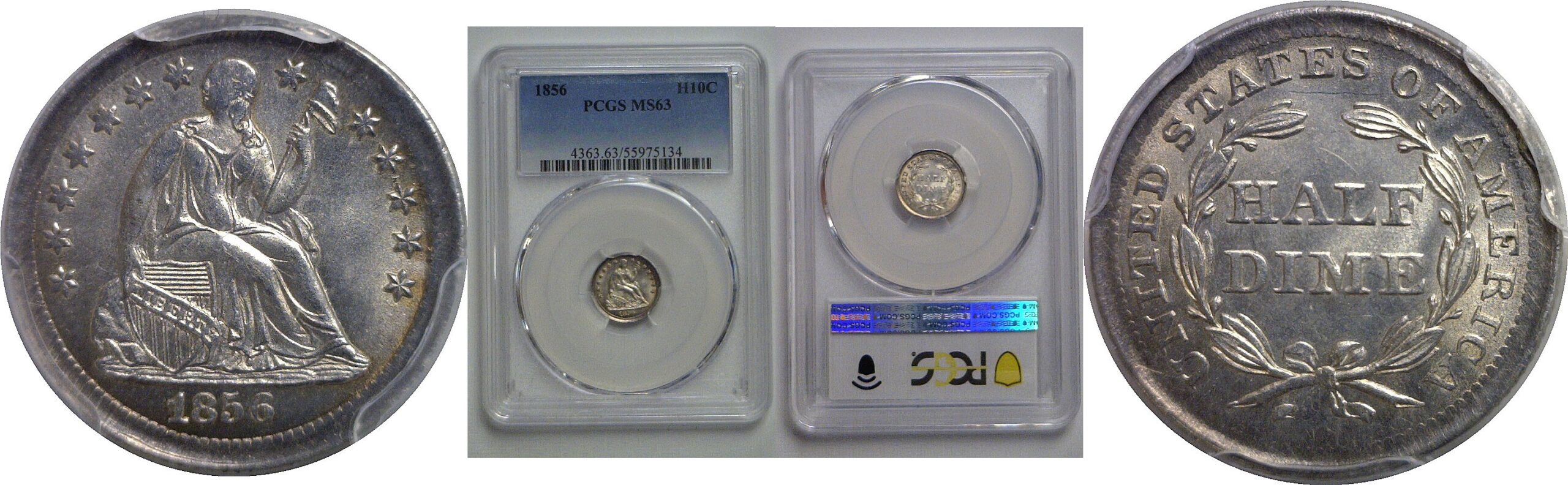 1856 Seated Liberty Half Dime   PCGS MS-63