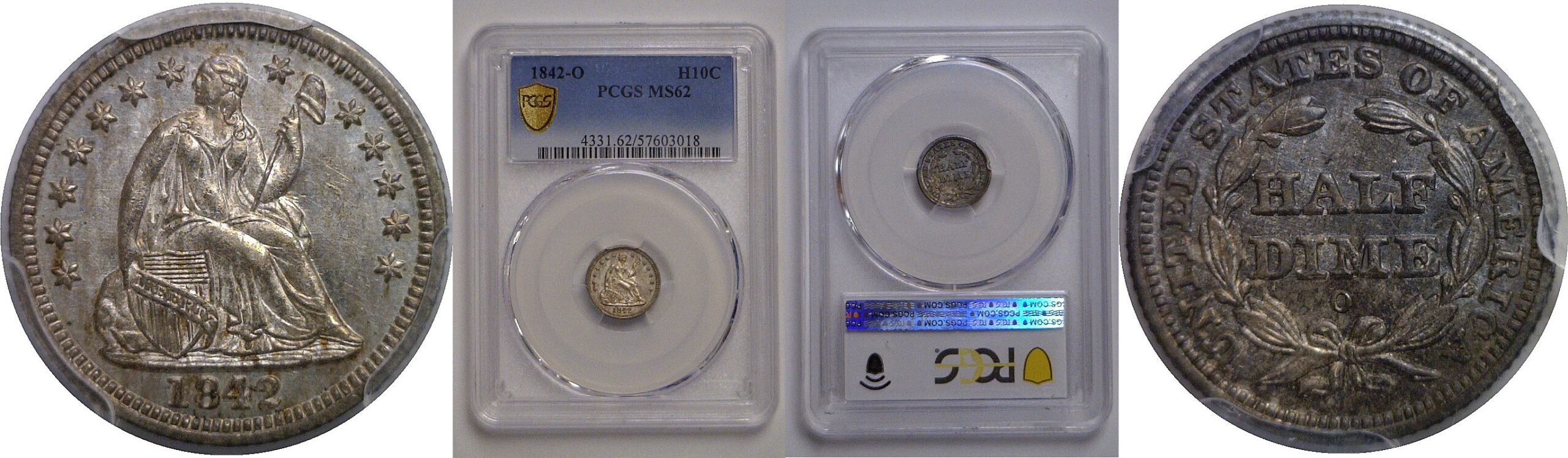 1842-O Seated Liberty Half Dime   PCGS MS-62