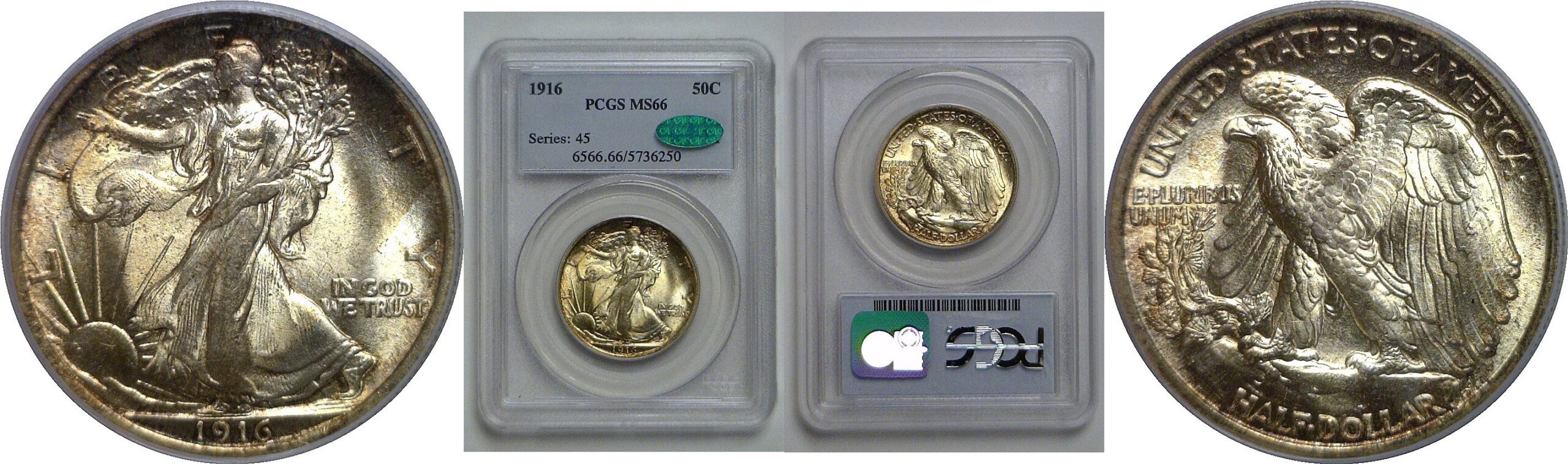 1916 Walking Liberty Half Dollar   PCGS MS-66 CAC