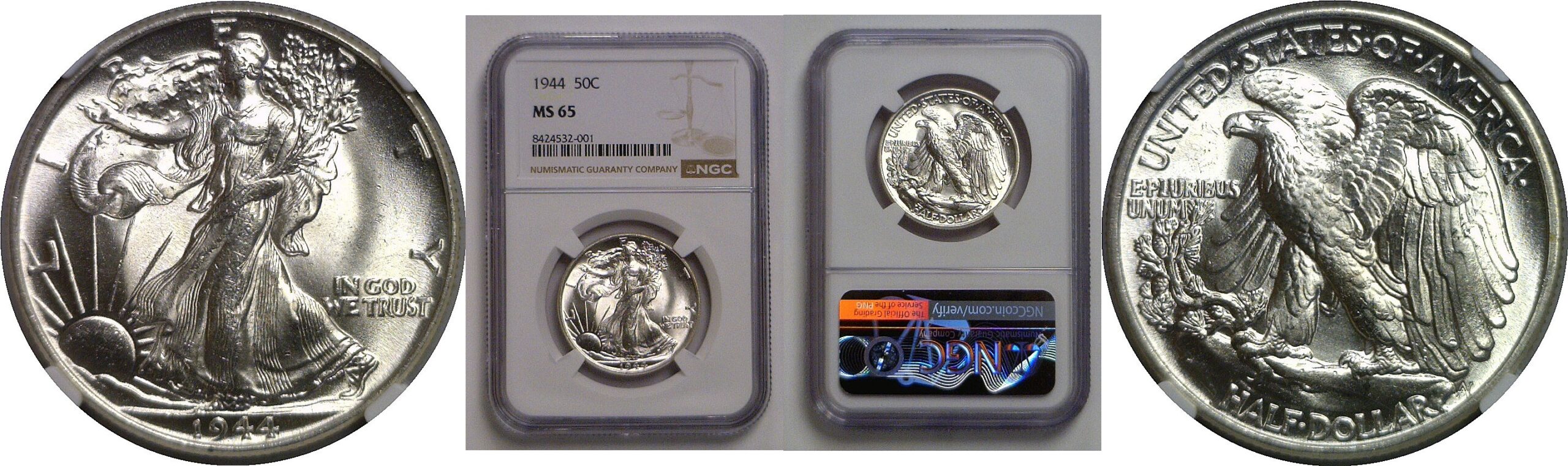 1944 Walking Liberty Half Dollar   NGC MS-65