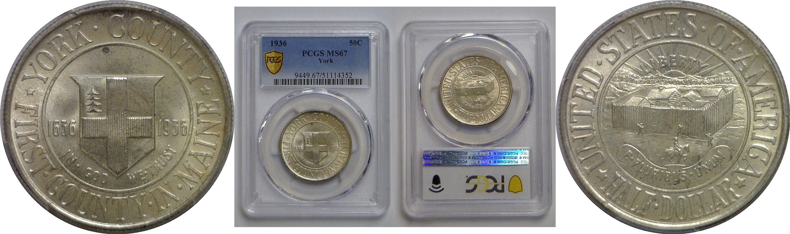 1936 York Commemorative Half Dollar   PCGS MS-67