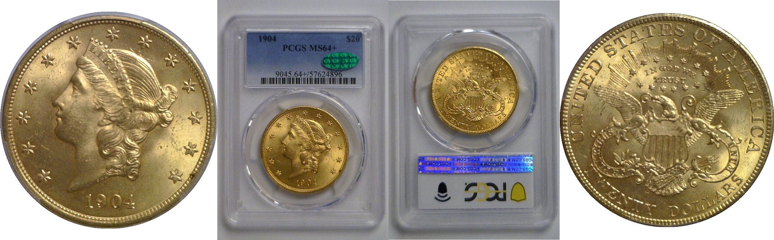 1904 $20 Liberty  PCGS MS-64+ CAC