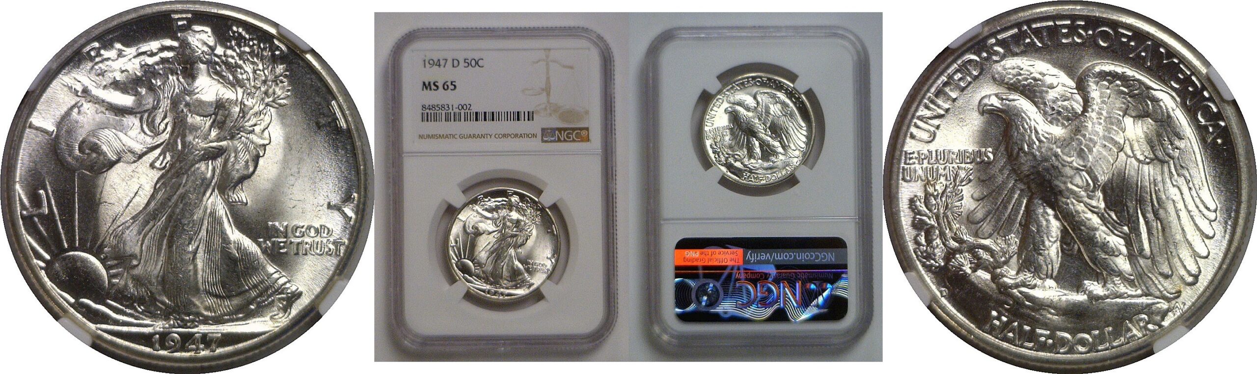 1947-D Walking Liberty Half Dollar   NGC MS-65