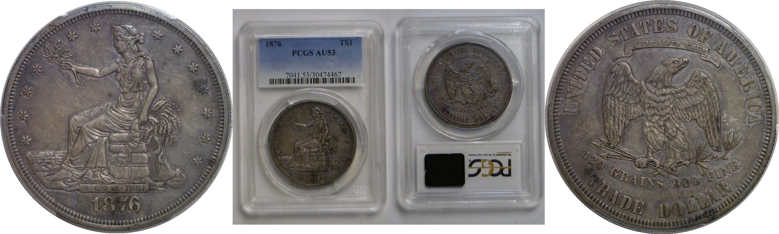 1876 Trade Dollar   PCGS AU-53