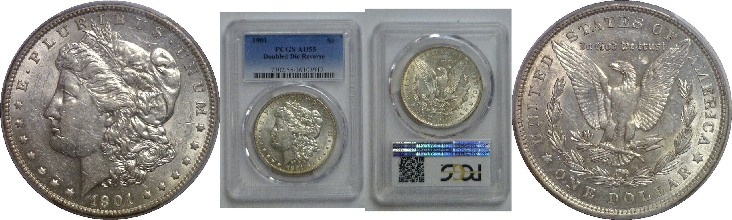 1901 Doubled Die Reverse   Morgan Dollar   PCGS AU-55
