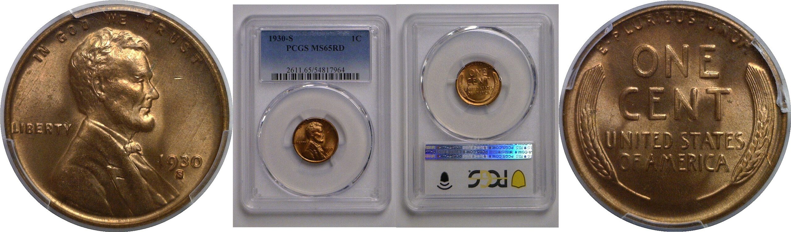 1930-S Lincoln Cent   PCGS MS-65 RD