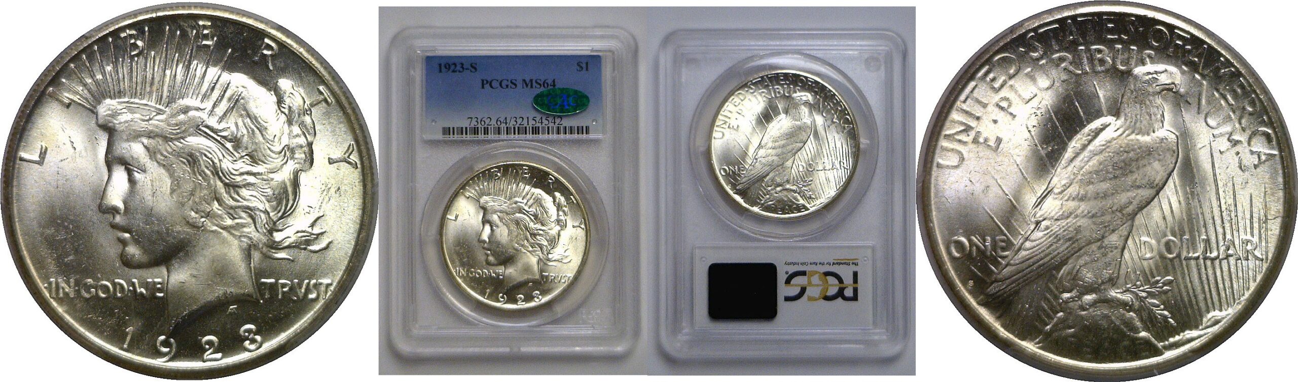 1923-S Peace Dollar   PCGS MS-64  CAC