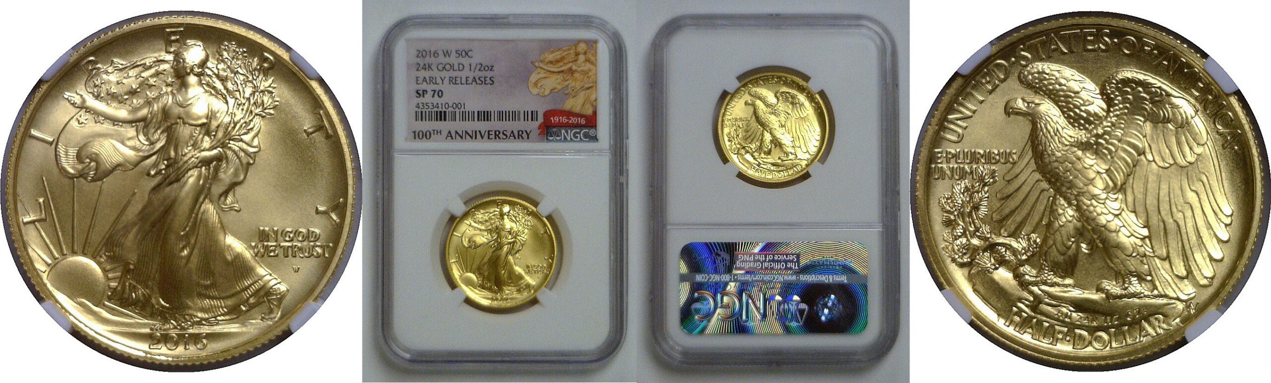 2016-W  Gold Walking Liberty Half Dollar   NGC SP-70