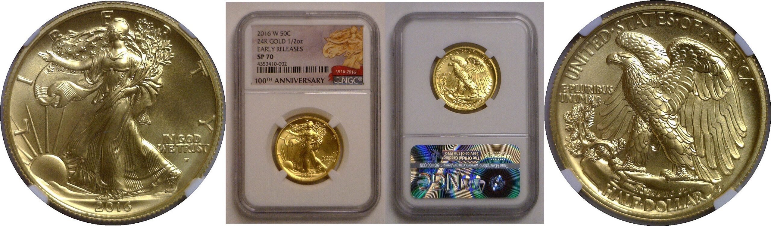 2016-W  Gold Walking Liberty Half Dollar   NGC SP-70