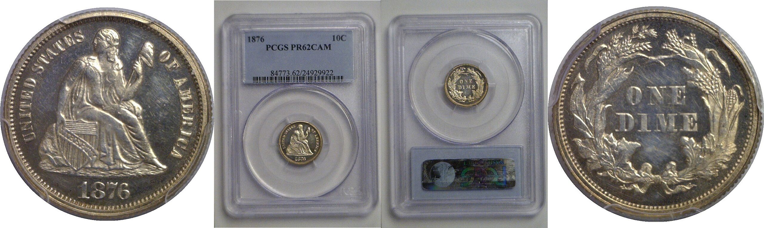 1876 Seated Liberty Dime   PCGS PR-62 CAM