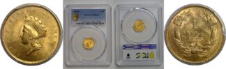 1855  One Dollar Gold Coin   PCGS MS-64+