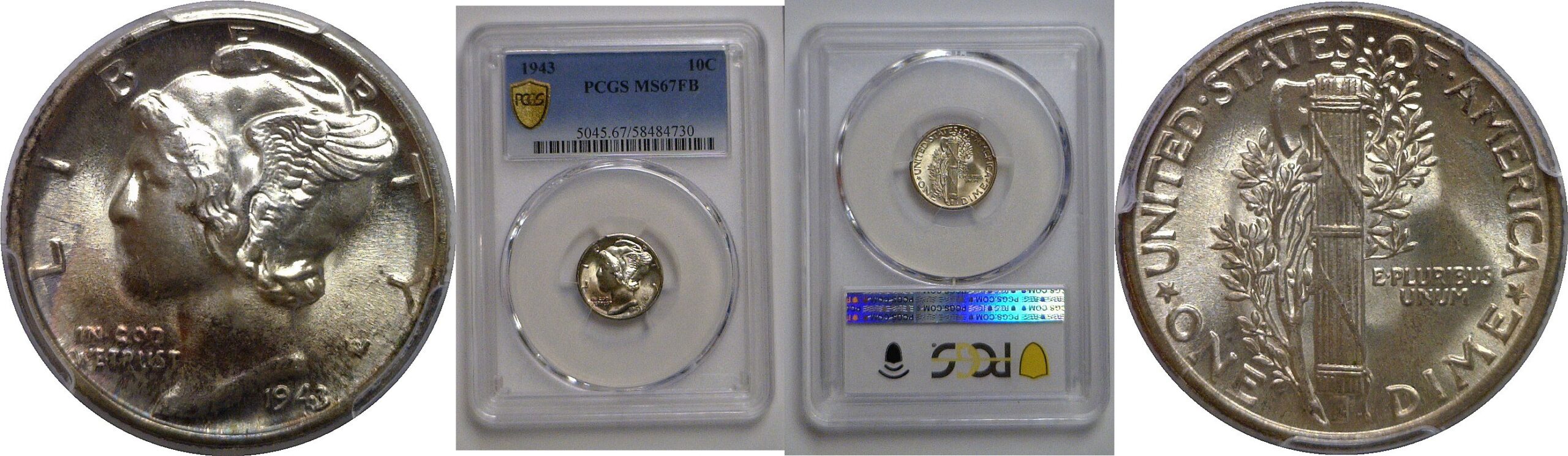 1943 Mercury Dime   PCGS MS-67 FB