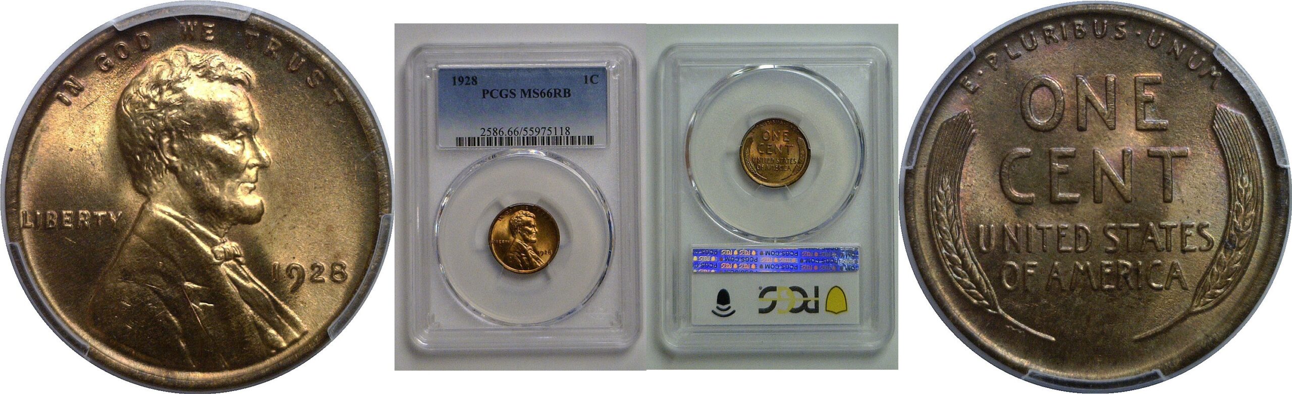 1928 Lincoln Cent   PCGS MS-66 RB