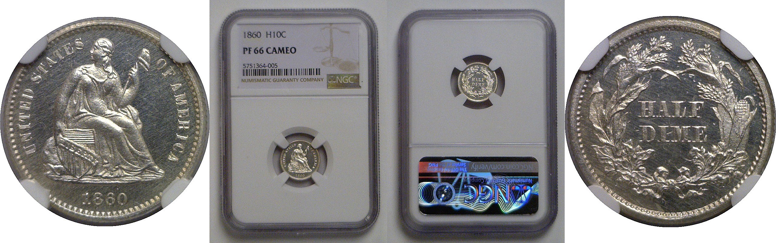 1860 Seated Liberty Half Dime   NGC PF-66 Cameo