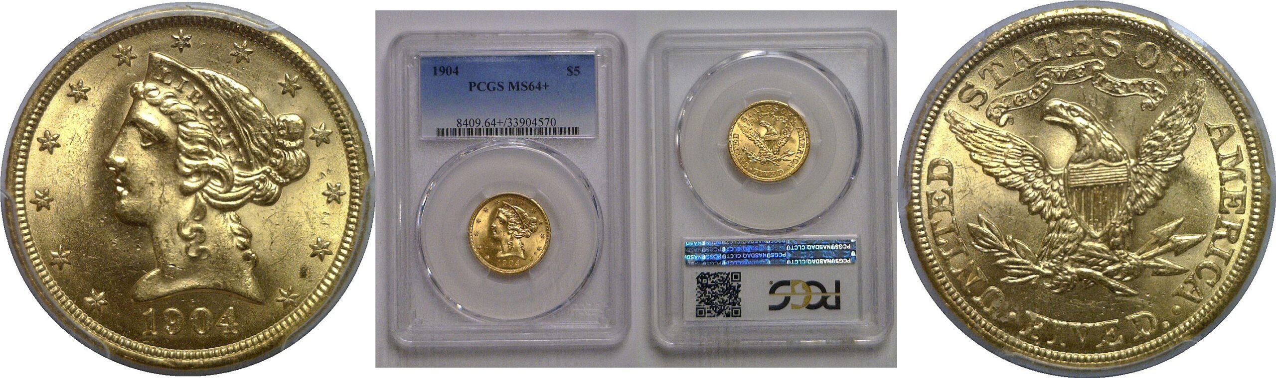 1904 $5 Liberty   PCGS MS-64+