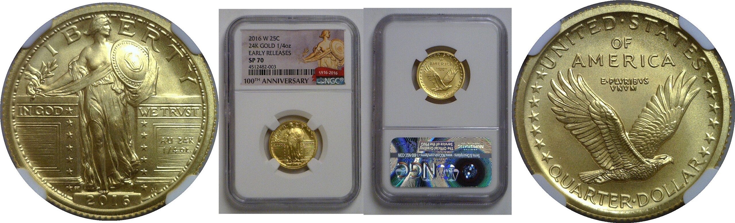 2016-W   Gold Standing Liberty Quarter   NGC SP-70
